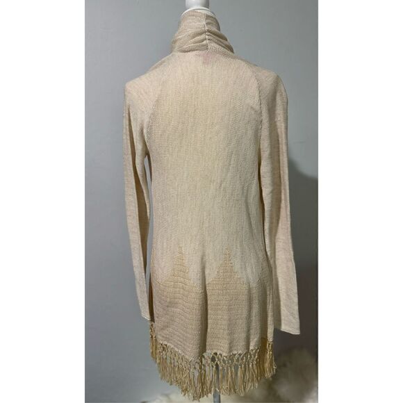 Lilly Pulitzer Tatum gold metallic cardigan long fringe hem S - Picture 6 of 12
